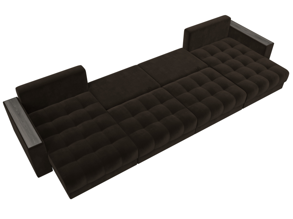 Дизайнерские диваны для гостиной, Диван П-образный с декором Лига-049 НПБ Лонг, велюр SEVEN