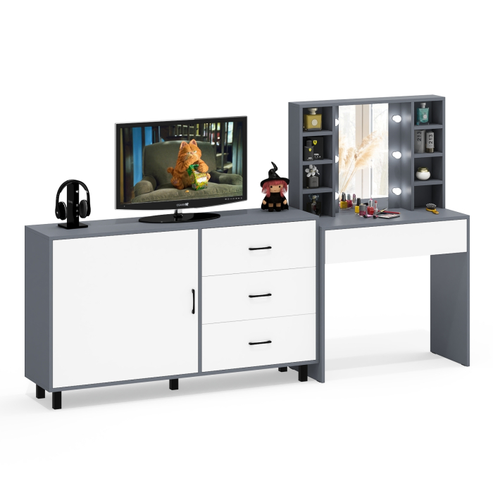 Туалетные столики, Столик туалетный с полочками и с подсветкой и комод 122-1504