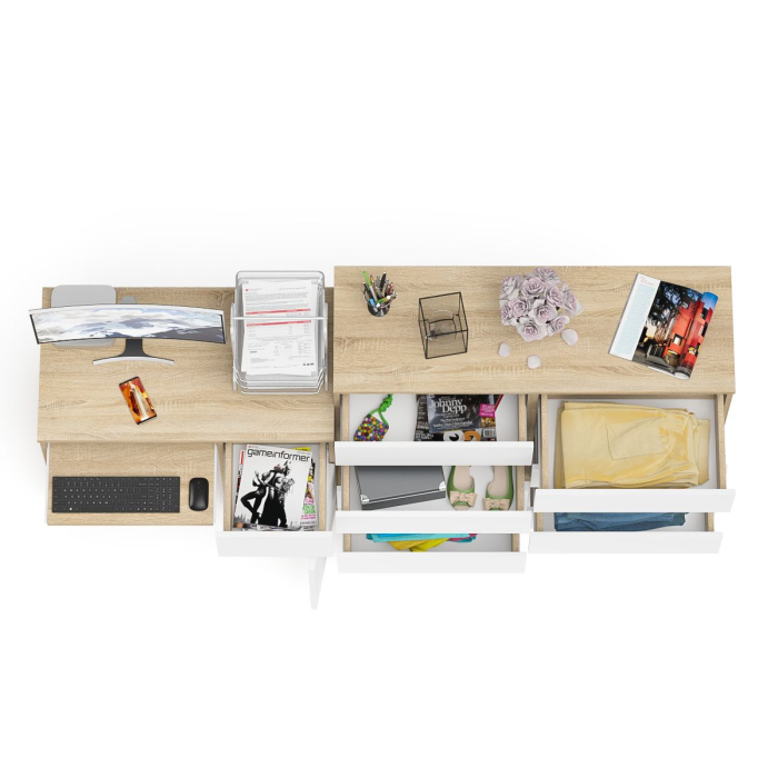 Компьютерные столы, Комод 8-мь ящиков Мори МК1200 и правый компьютерный стол Мори МС-1