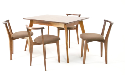 Стол Сканди 120 орех со стульями Франк Орех велюр коричневый