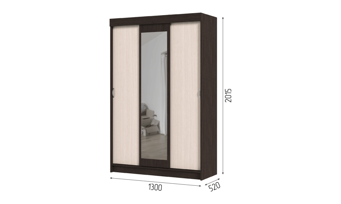 Шкафы-купе 3-х дверные, Шкаф-купе ШКК 551 М Спальня БАССА