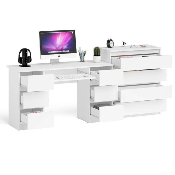 Компьютерные столы, Комод 800 4-ре ящика Мори и двухтумбовый компьютерный стол МС-2