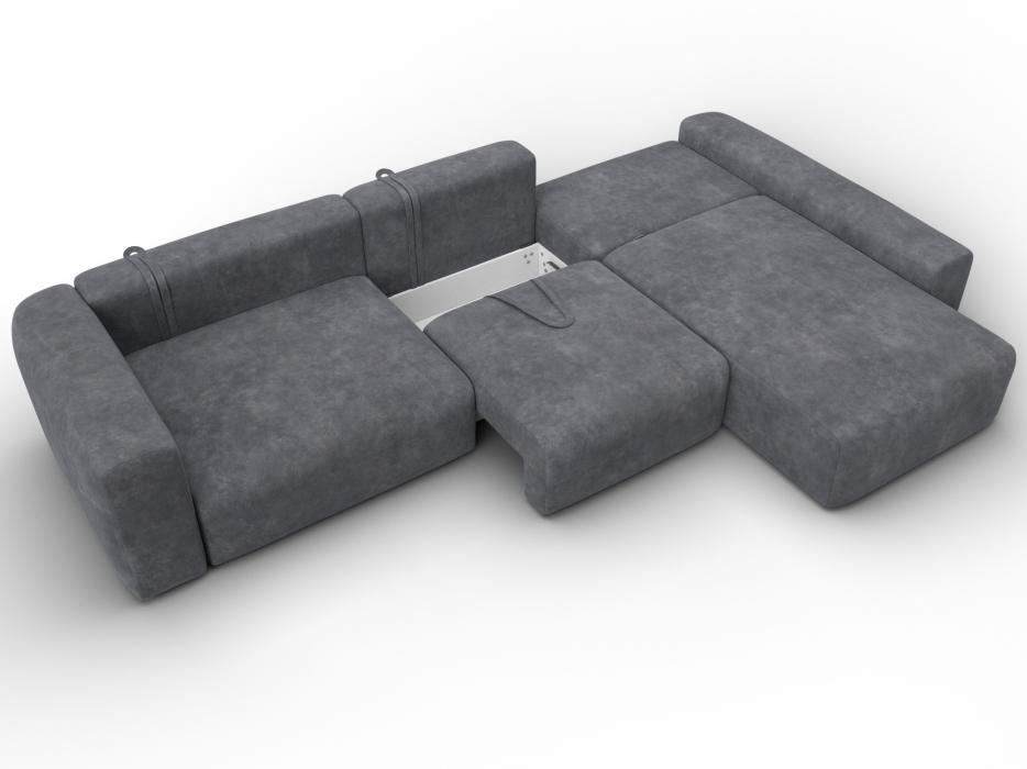 Диваны угловые в гостиную, Диван угловой Лига-066 НПБ Лонг угол правый, велюр BRUT