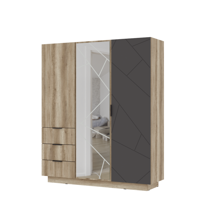 Шкафы распашные, Шкаф МС Даллас ШК 01 3-х створчатый