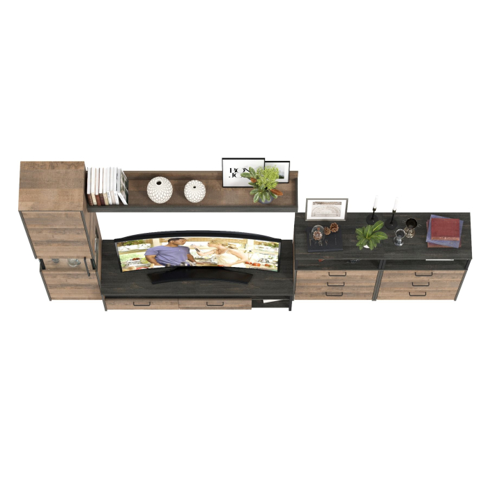 Стенки для гостиной, Гостиная лофт с подсветкой пенала Трувор № 101