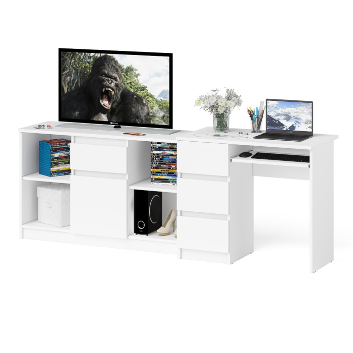 Домашние кабинеты, Стол компьютерный три ящика МС-6 левый с тумбой 1204-1 Мори