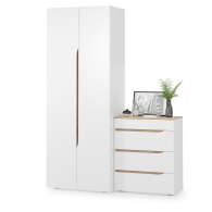 В гостиную, Шкаф двухстворчатый с комодом Муссон белый/дуб эндгрейн элегантный