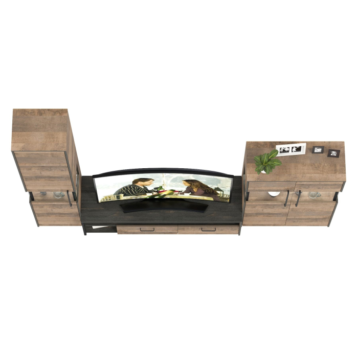 Стенки для гостиной, Мебель для гостиной в стиле лофт с подсветкой Трувор № 26