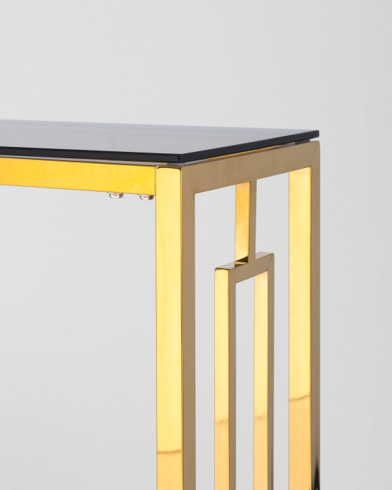 Открытые, Консоль БРУКЛИН 115х30 (Стекло smoke/Сталь золото)