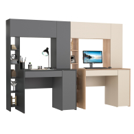 Прямые компьютерные столы, Два стола с надстройкой Mobi Комфорт 12.71