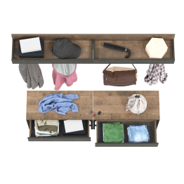 Широкая обувница с сиденьем и вешалкой для одежды в прихожую Трувор