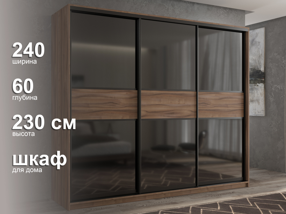 Шкафы-купе 3-х дверные, Шкаф-купе 3х дверный Кааппи 12 240х60