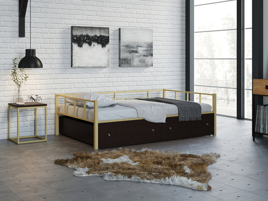 Кровати 120 см, Односпальная кровать Арга 120 ящики венге