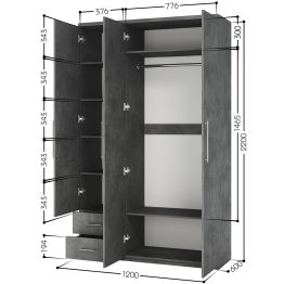 Шкаф трехдверный Мелодия МКЯ-32/1 120х60