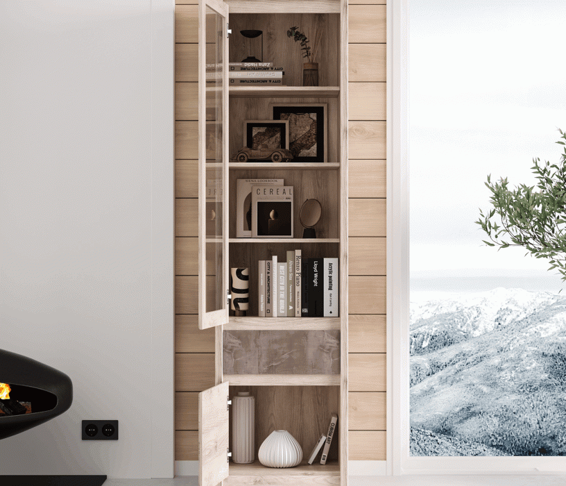 Шкафы пеналы, Шкаф с витриной 1V1D1S, JAZZ