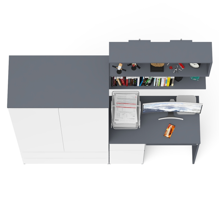 Домашние кабинеты, Компьютерный стол Мори МС-1 левый с полкой и шкаф-комодом