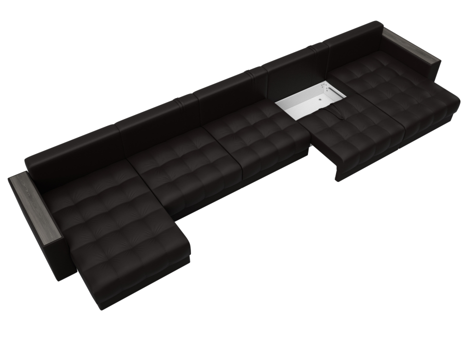 Диваны еврокнижки, Диван П-образный с декором Лига-049 НПБ Мегалонг, экокожа GRIFON