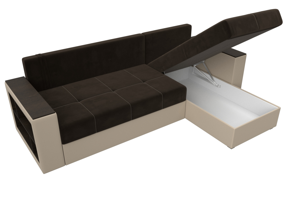 Диваны угловые в гостиную, Диван угловой Дубай Лайт угол универсальный, микровельвет/экокожа
