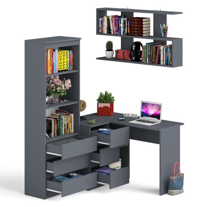 Домашние кабинеты, Уголок школьника Мори с угловым столом и полкой и стеллажом