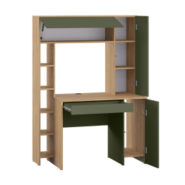 Стол компьютерный Комфорт 12.71, гикори рокфорд натуральный, дымчатый зеленый