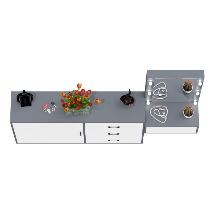 Туалетные столики, Стол косметический навесной с подсветкой и комод 122-1504