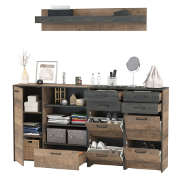 Комод-тумба в прихожую с навесной полкой и двумя обувницами с ящиками Трувор