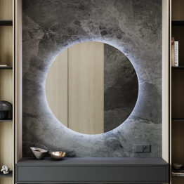 Зеркало с холодной подсветкой GENGLASS RAUNTEL NF LED L, с сенсорным выключателем 100х100 см