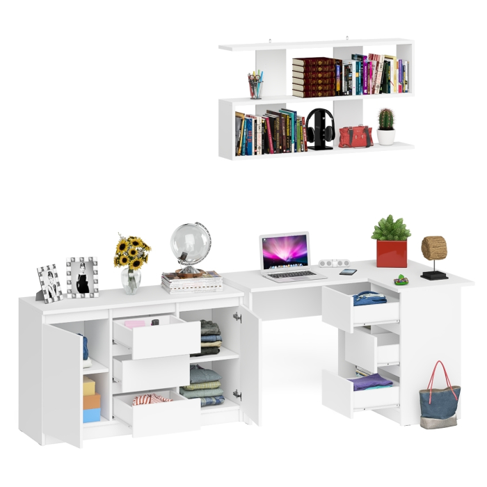 Домашние кабинеты, Стол компьютерный угловой МС-16 правый с навесной полкой и тумбой МК-1200.3 Мори