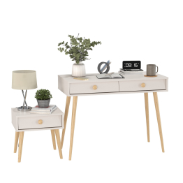 Тумба прикроватная Афина со столом с ящиками и на ножках