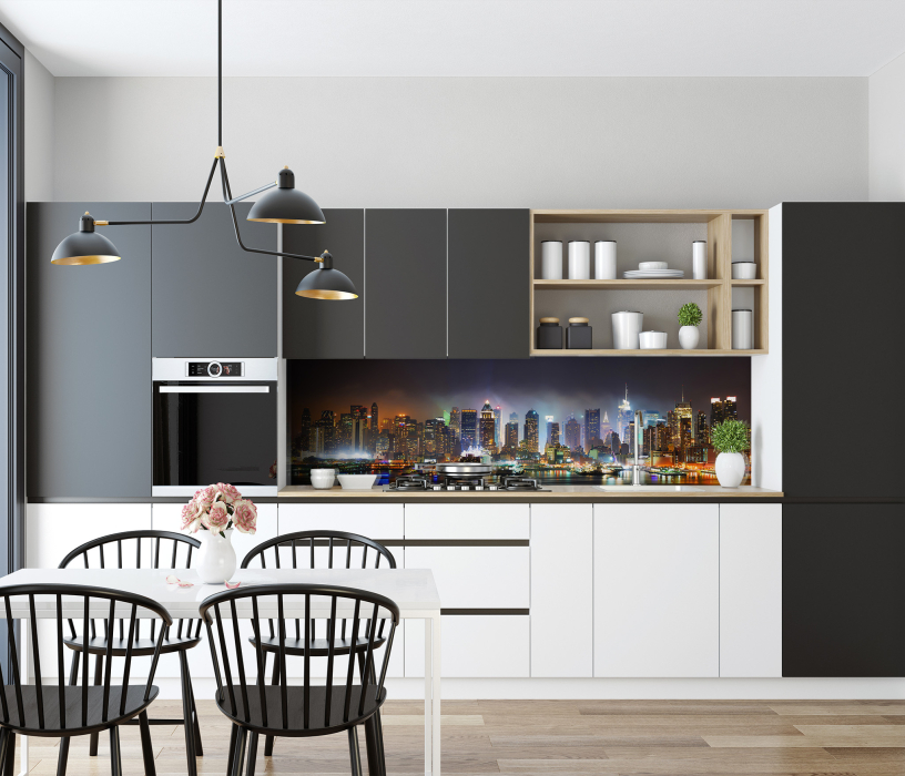 Стеновые панели, Интерьерная панель из стекла 2000*600*6 мм MGF26_огни_города