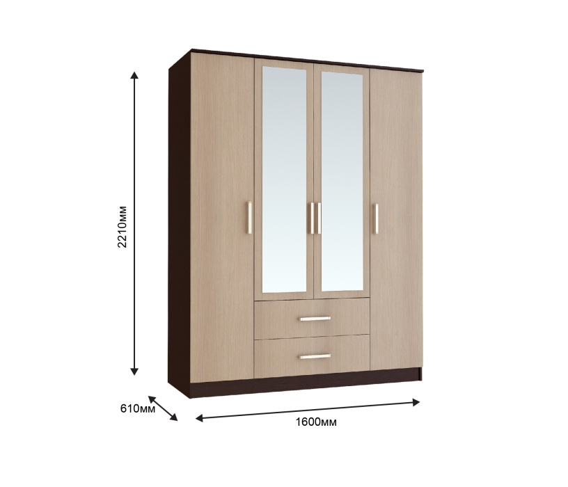 В спальню, Фиеста Уют Шкаф 4-х дверный