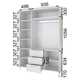 Шкаф трехстворчатый с ящиками Толедо ТШ-24