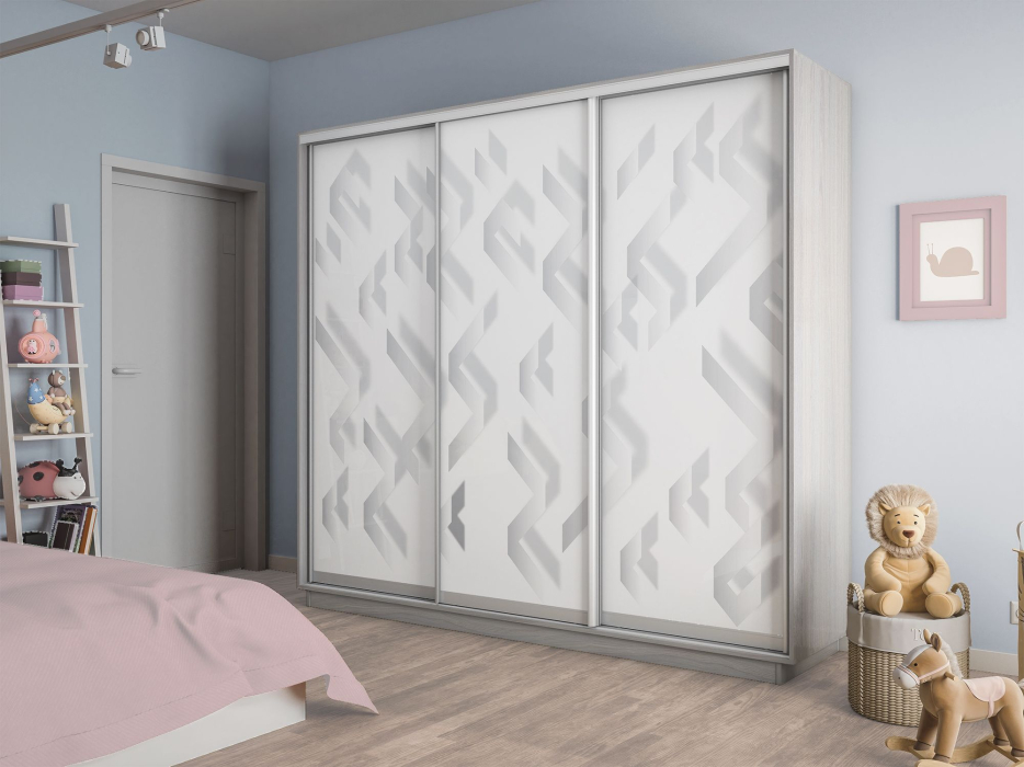 Шкафы-купе 3-х дверные, Шкаф-купе Экспресс 3-х дверный Фотопечать Ленты Стекла 240х45х220