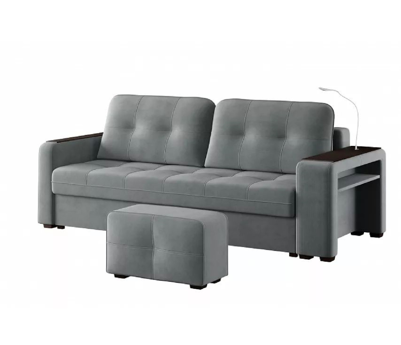 Диваны с ящиком для белья, Диван-кровать прямой Smart 4 пуф справа Велюр