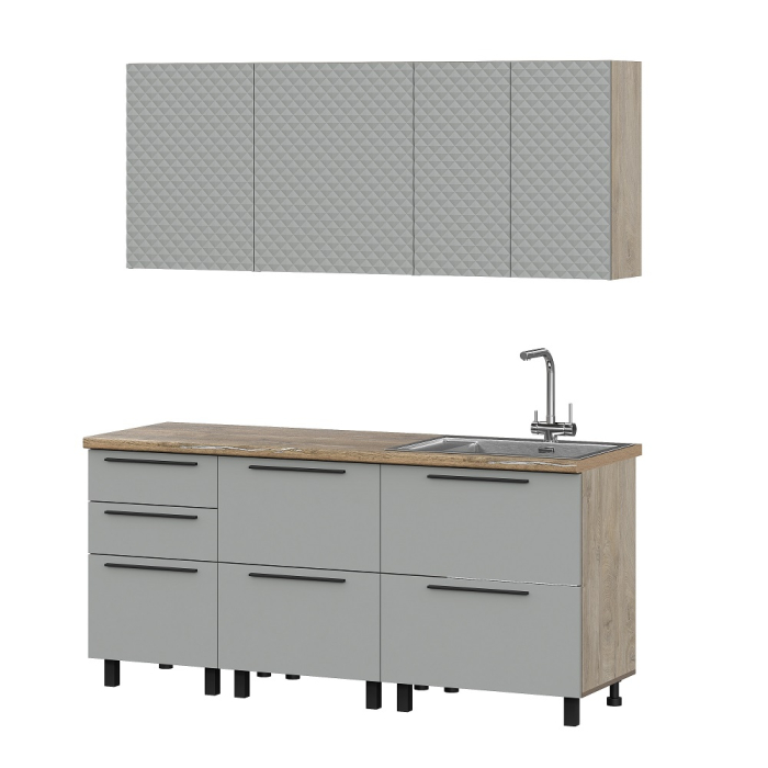 Кухонные гарнитуры, КГ Этна Софт Грей Гиза 3_1,8