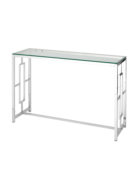 Открытые, Консоль БРУКЛИН 120х40 (Прозрачное стекло/Сталь серебро)