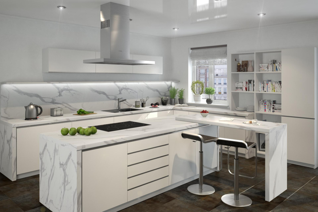 Столешницы, Столешница (3072 S) 38 мм/3,05 м Гранит Белый