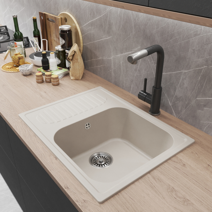 Кухонные мойки, Мойка ML-GM18 с крылом, 640*490*190мм NEW*