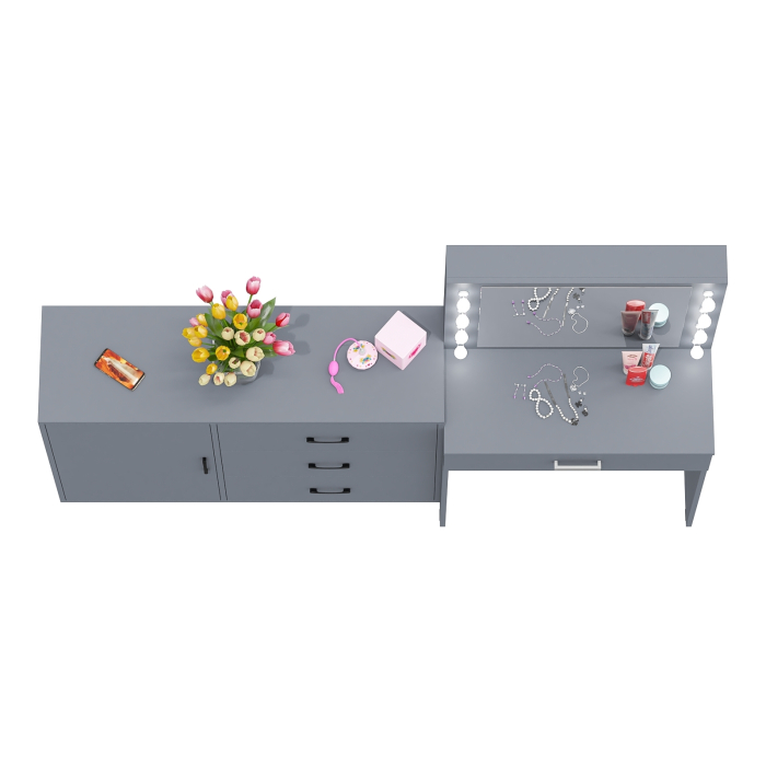Туалетные столики, Косметический стол с подсветкой и выдвижным ящиком СТ-4 и комод 122-1204
