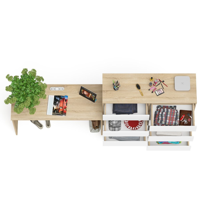 Домашние кабинеты, Большой комод МК1200.10 десять ящиков и письменный стол МСП1200 Мори