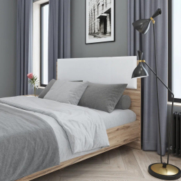 Кровать 1,6 с мягким элементом Николь мод. 1.4, дуб альпийский, белый экокожа