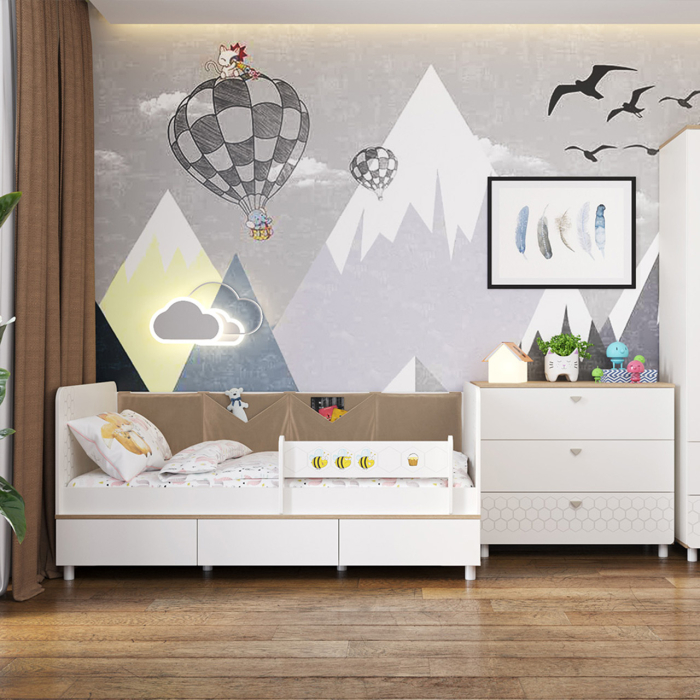 Детские комнаты, Детская кровать с ящиками и комод Эйп