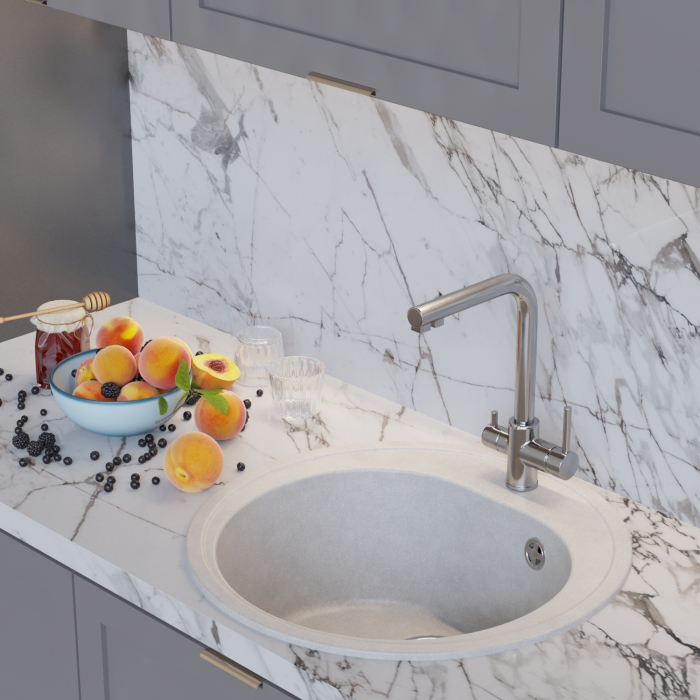 Кухонные мойки, Мойкa ML-GM11 круглая, 500мм (глуб. чаши 180) NEW*