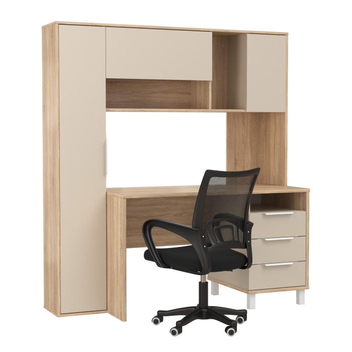 Прямые компьютерные столы, Домашний офис Mobi Комфорт 12.95N с компьютерным креслом 103 чёрного цвета