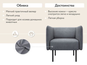 Кресло тканевое Рио, велюр