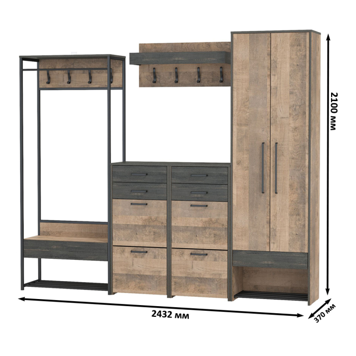 Прихожие, Прихожая модульная в стиле лофт Трувор № 238