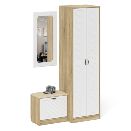 Шкаф две двери с обувницей и зеркалом П-6 № 11 МДФ фрезеровка ромб