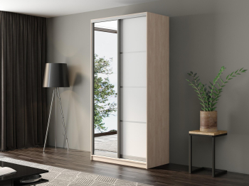 Шкаф-купе Айсберг 120 ШАМОНИ СВЕТЛЫЙ (белый/зеркало)