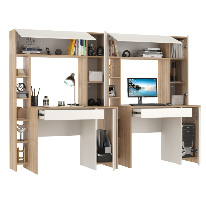 Прямые компьютерные столы, Два стола с надстройкой Mobi Комфорт 12.71