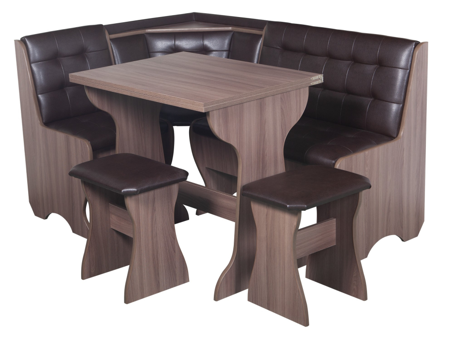 Кухонные уголки, Кухонный уголок Стиль 1Л (со столом СТ3) Ясень шимо темный / экокожа